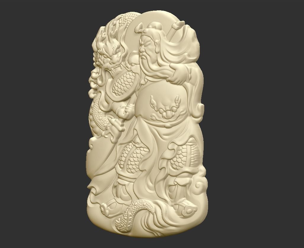 Guangong and dragon 3D print model_2