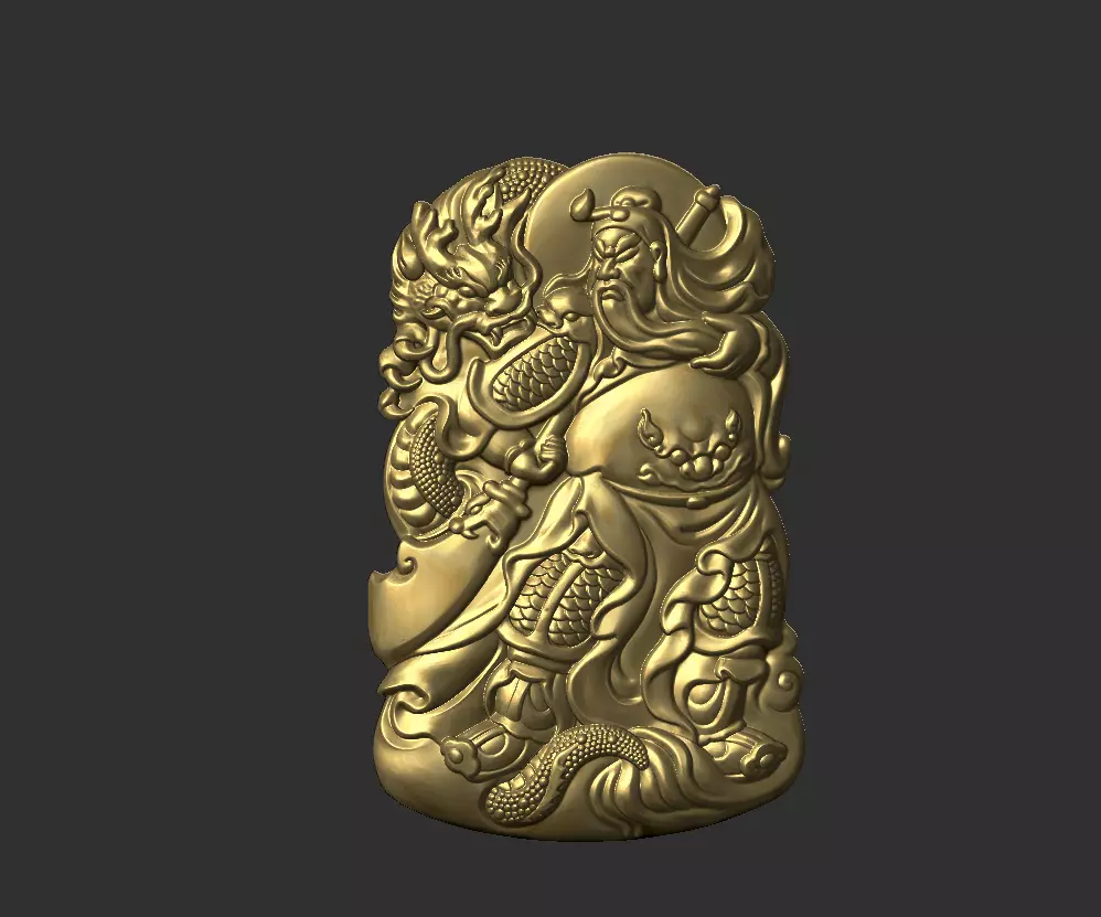 Guangong and dragon 3D print model_0