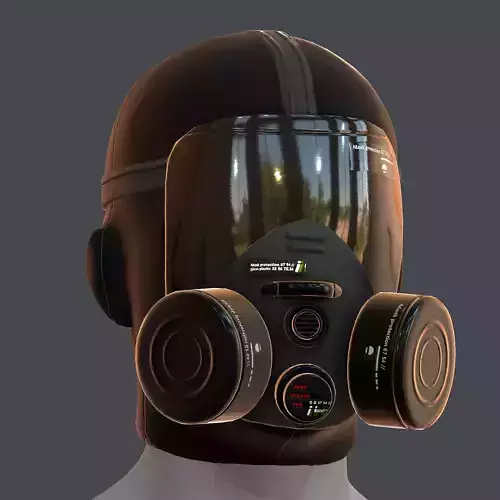 Gas mask helmet 3d model scifi Low-poly 