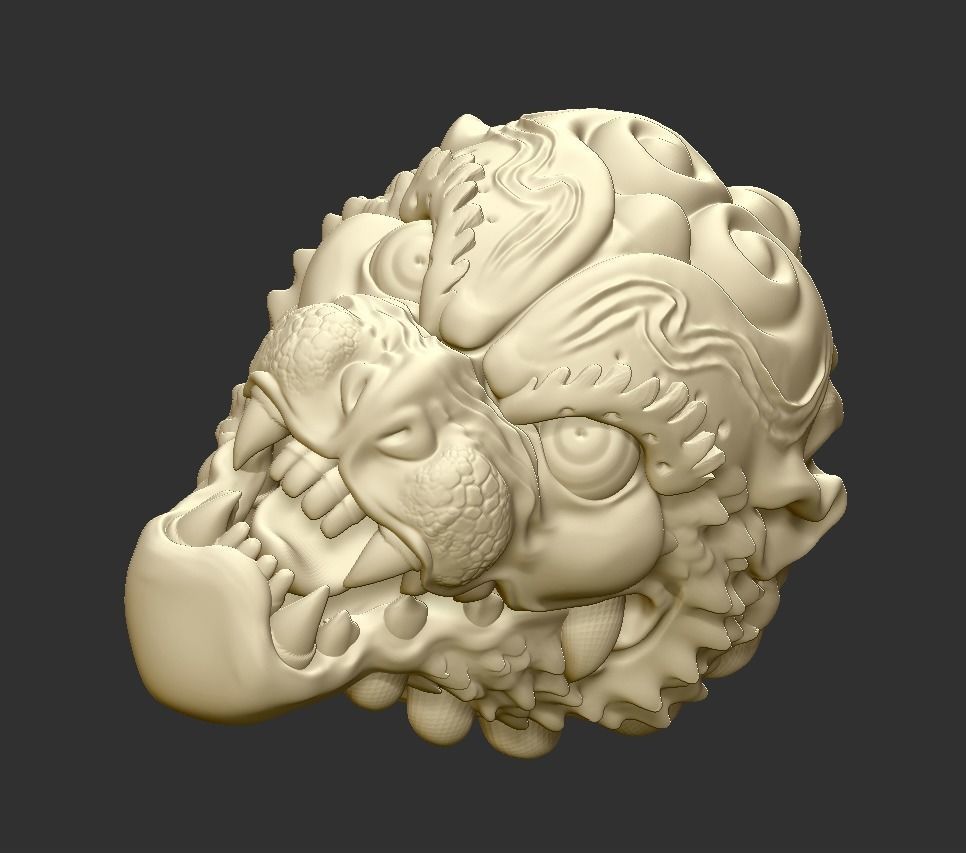 tiger head 3D print model_5