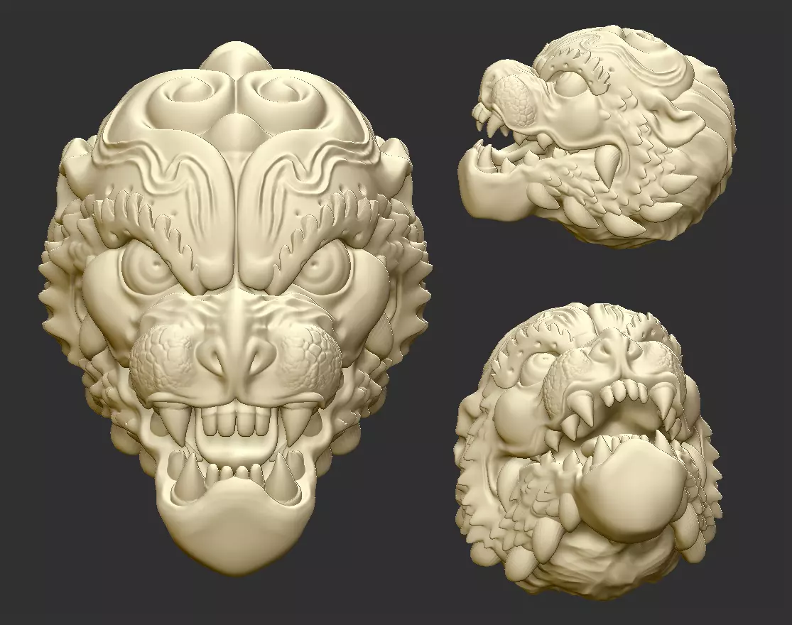 tiger head 3D print model_0