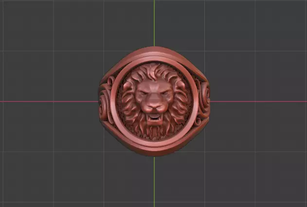 lion signet ring  3D print model_0