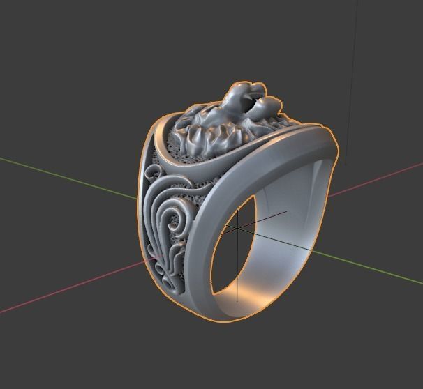 lion signet ring  3D print model_3