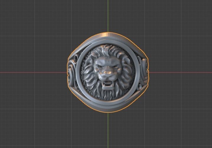 lion signet ring  3D print model_2