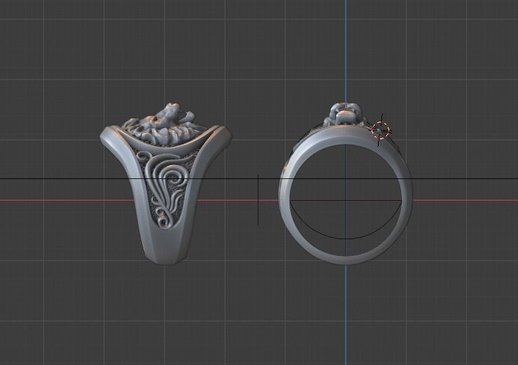 lion signet ring  3D print model_1