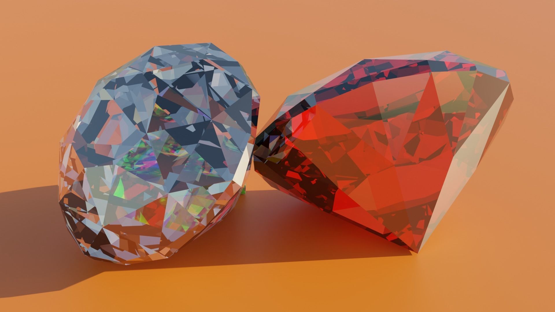Diamond three colored diamonds 3D model_1