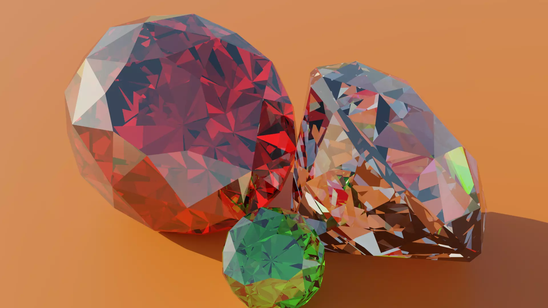 Diamond three colored diamonds 3D model_0