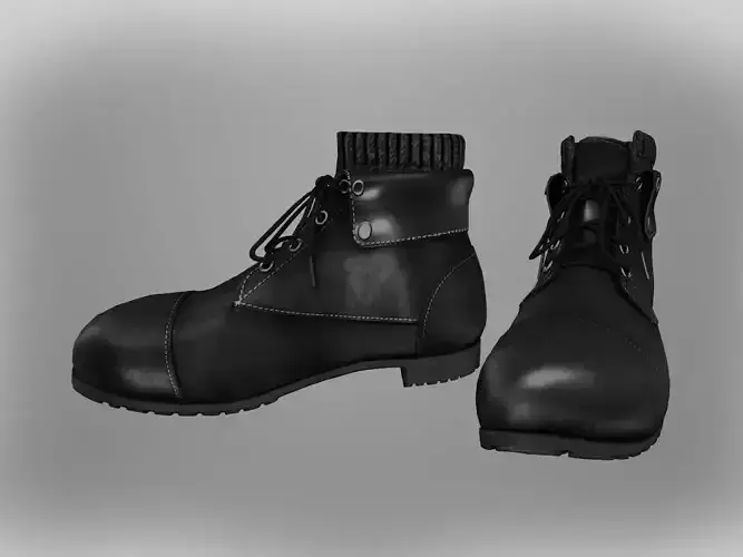 Leather Boots 3D Black 7 Low-poly 3D model