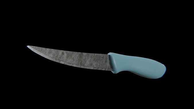 Kitchen Knife blue Low-poly 3D model