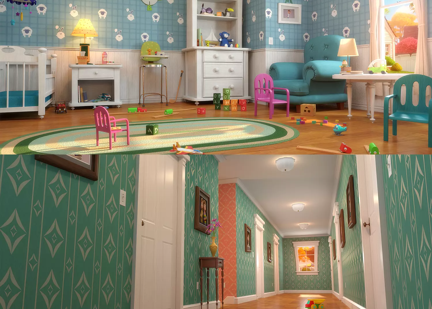 Cartoon Corridor Baby Room 3D model_0