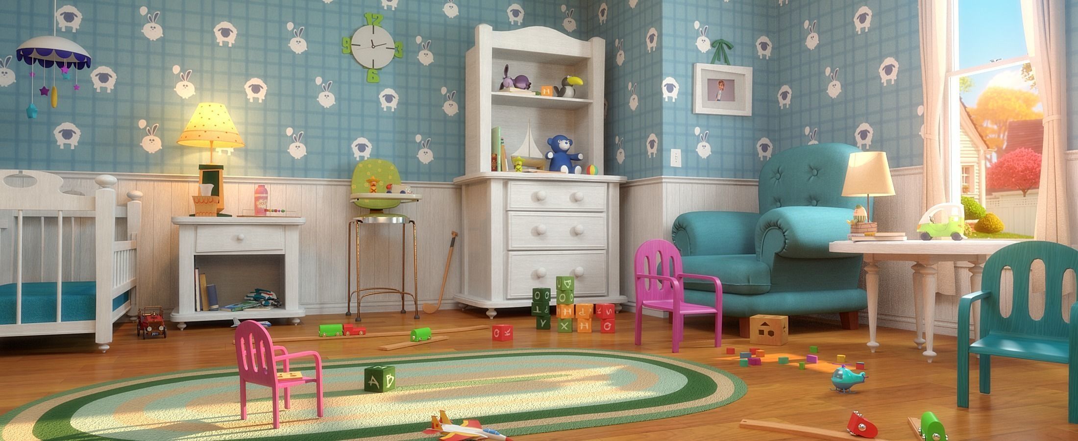 Cartoon Corridor Baby Room 3D model_1