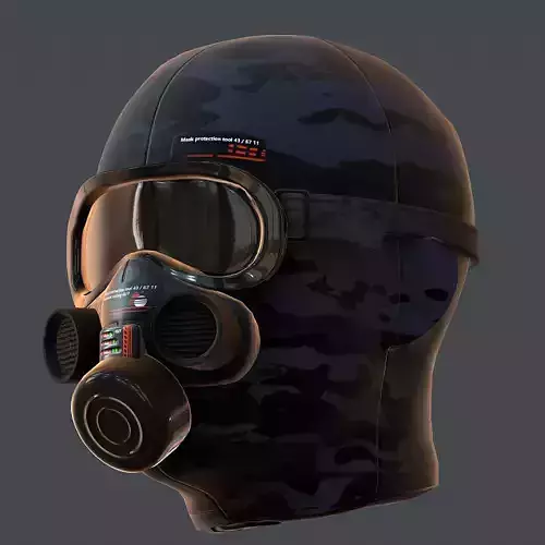 Gas mask helmet 3d model scifi Low-poly 