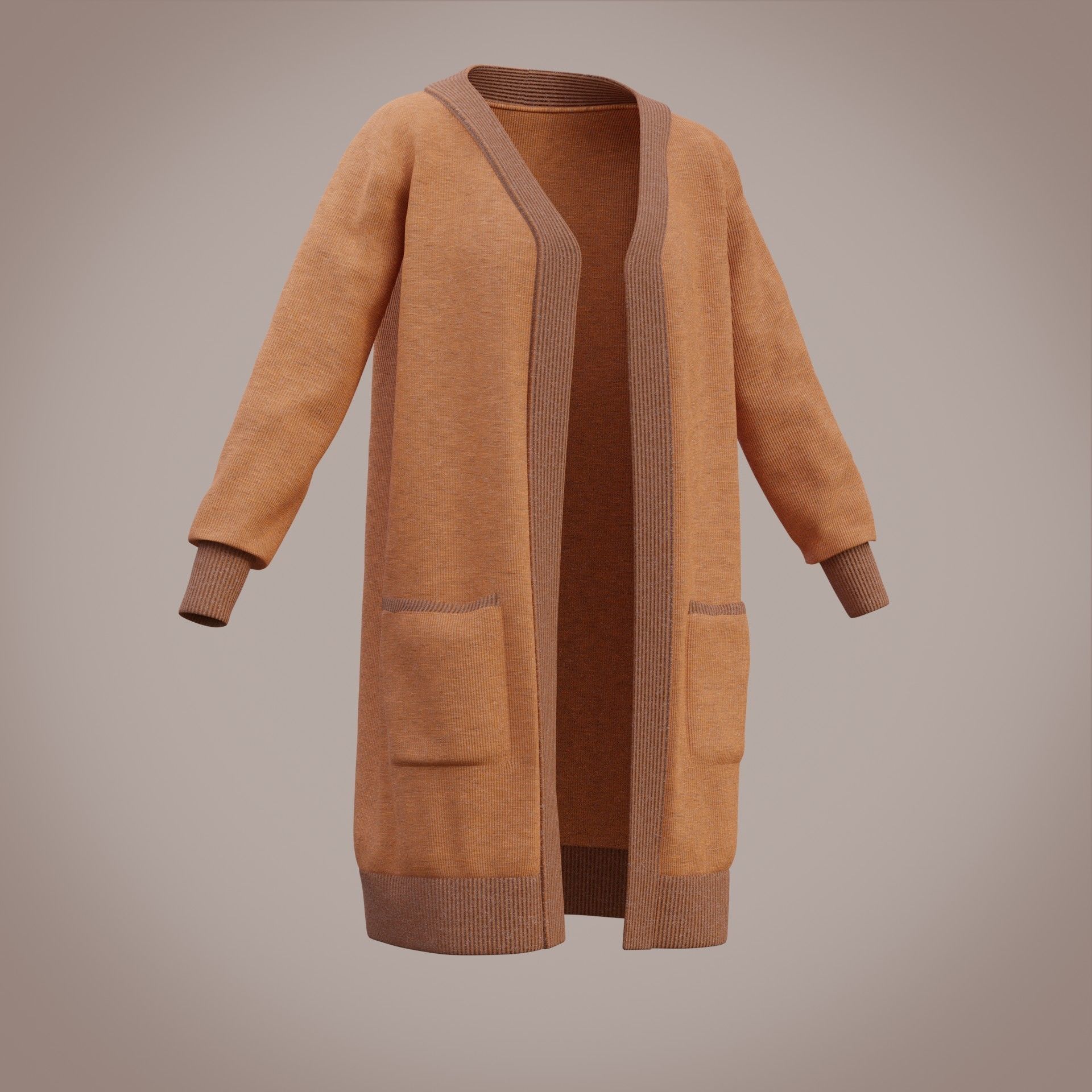 Knit Cardigan Sweater  Low-poly 3D model_11