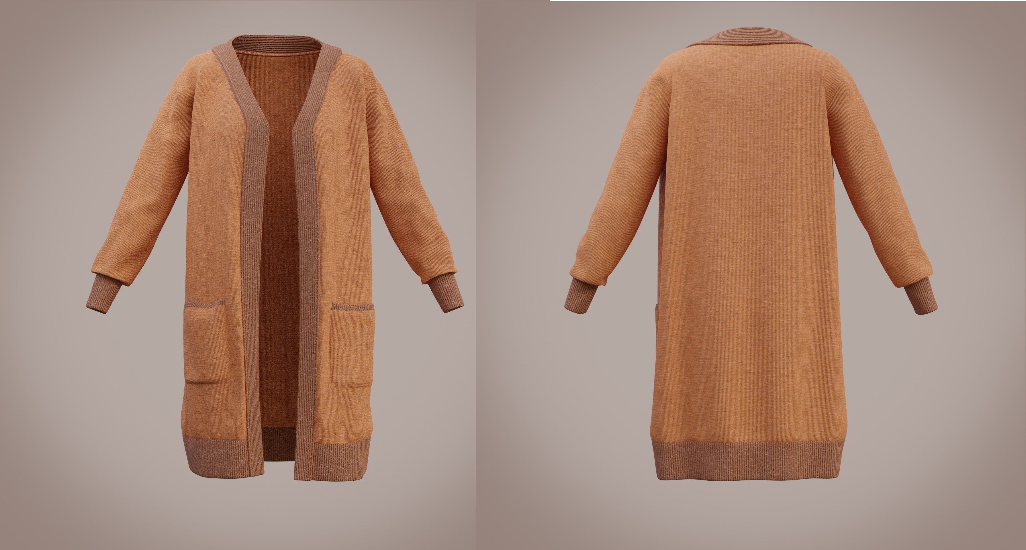 Knit Cardigan Sweater  Low-poly 3D model_30