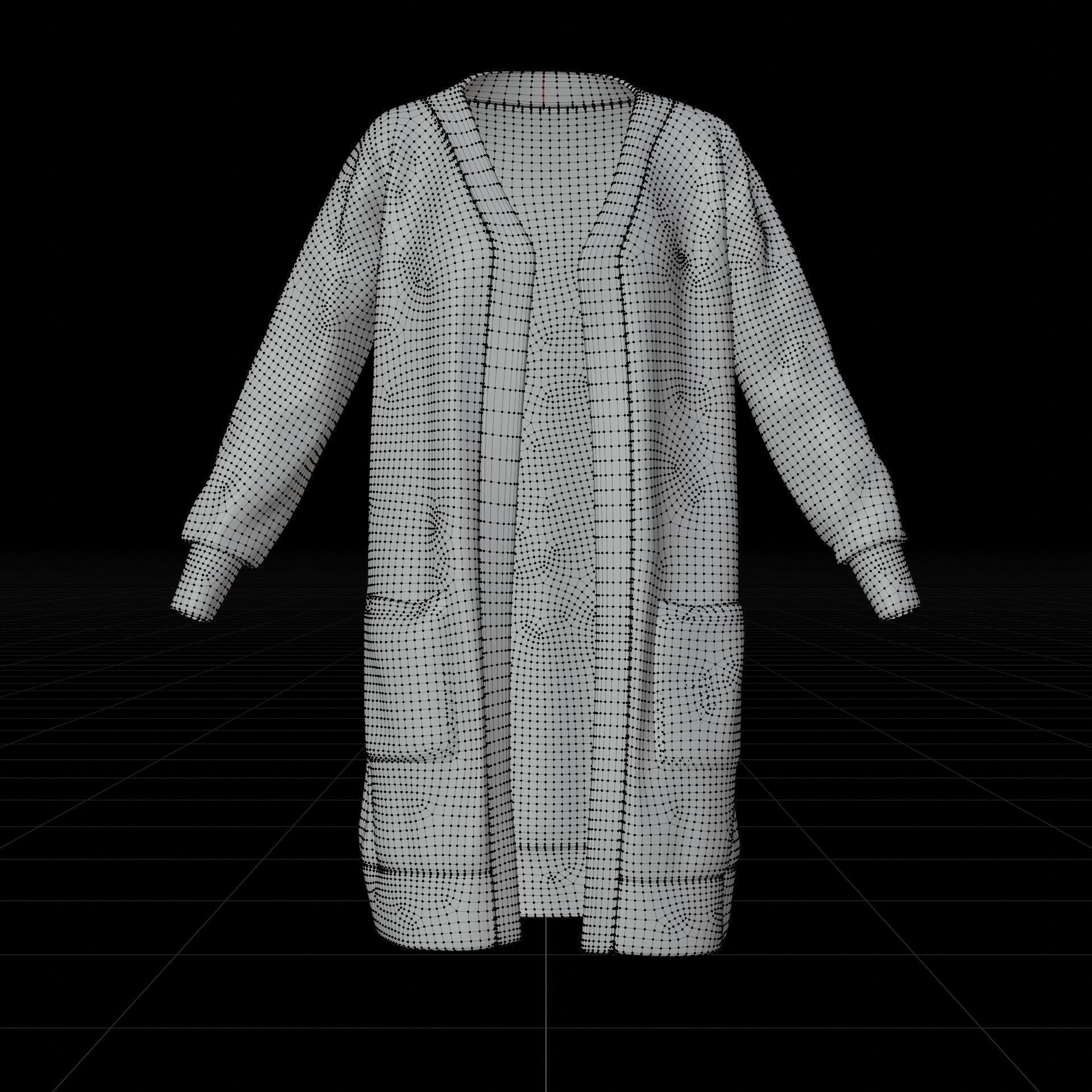 Knit Cardigan Sweater  Low-poly 3D model_8