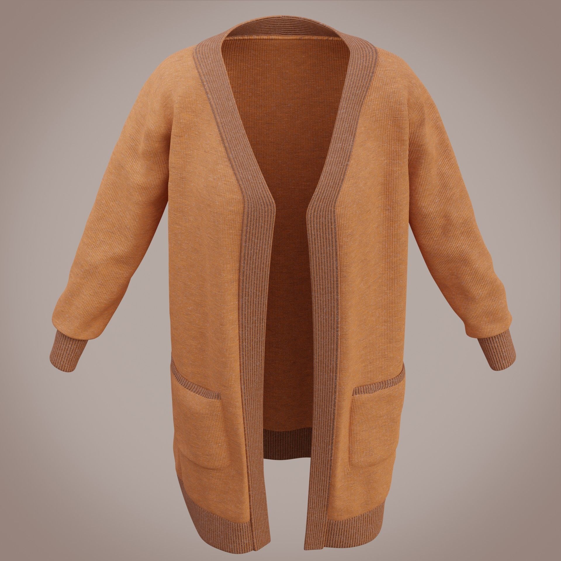 Knit Cardigan Sweater  Low-poly 3D model_6