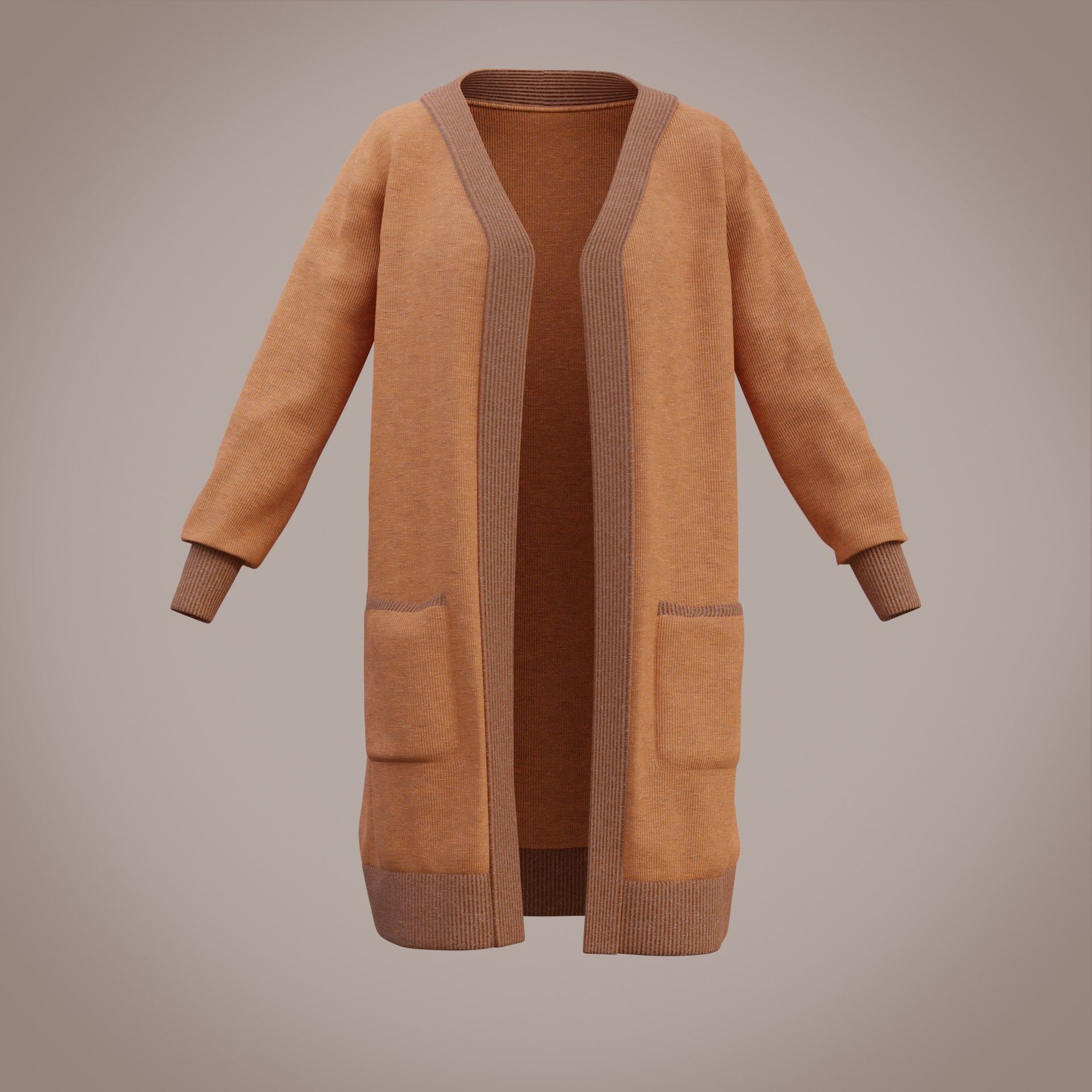 Knit Cardigan Sweater  Low-poly 3D model_10