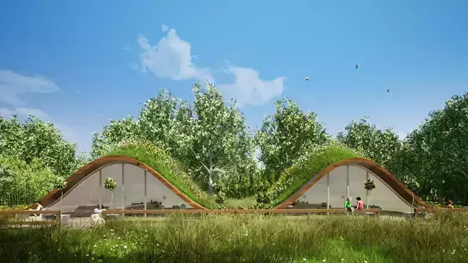 GRASSY HOME Low-poly 3D model
