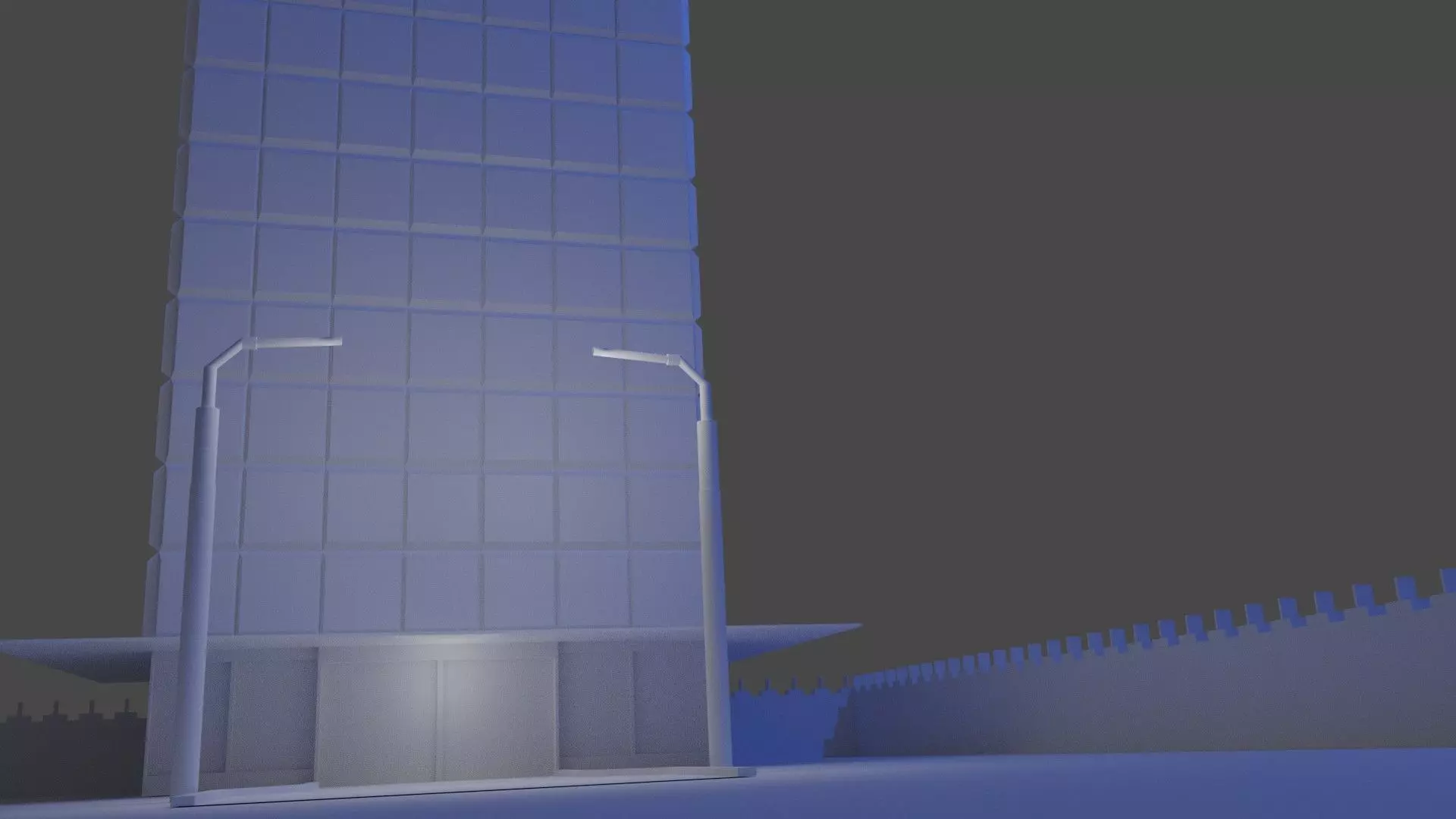 Bulding Low poly tall building at night Free 3D model