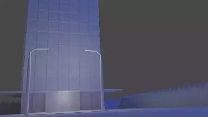 Bulding Low poly tall building at night Free 3D model