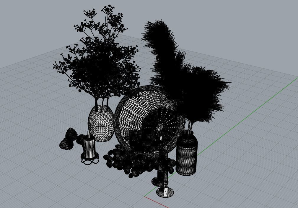 Dried Pampas grass gray  3D model_2