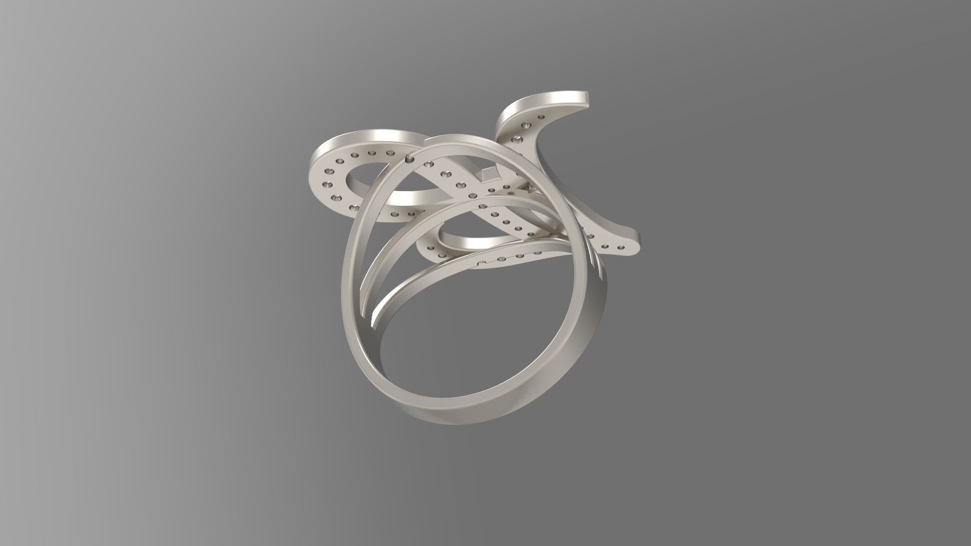A Ring initial gold with diamonds 3D print model_7