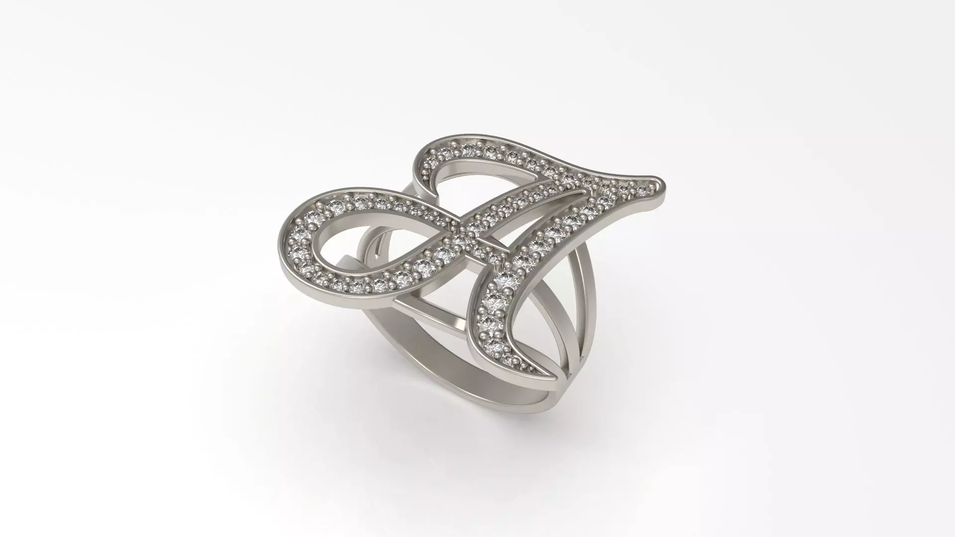 A Ring initial gold with diamonds 3D print model_0