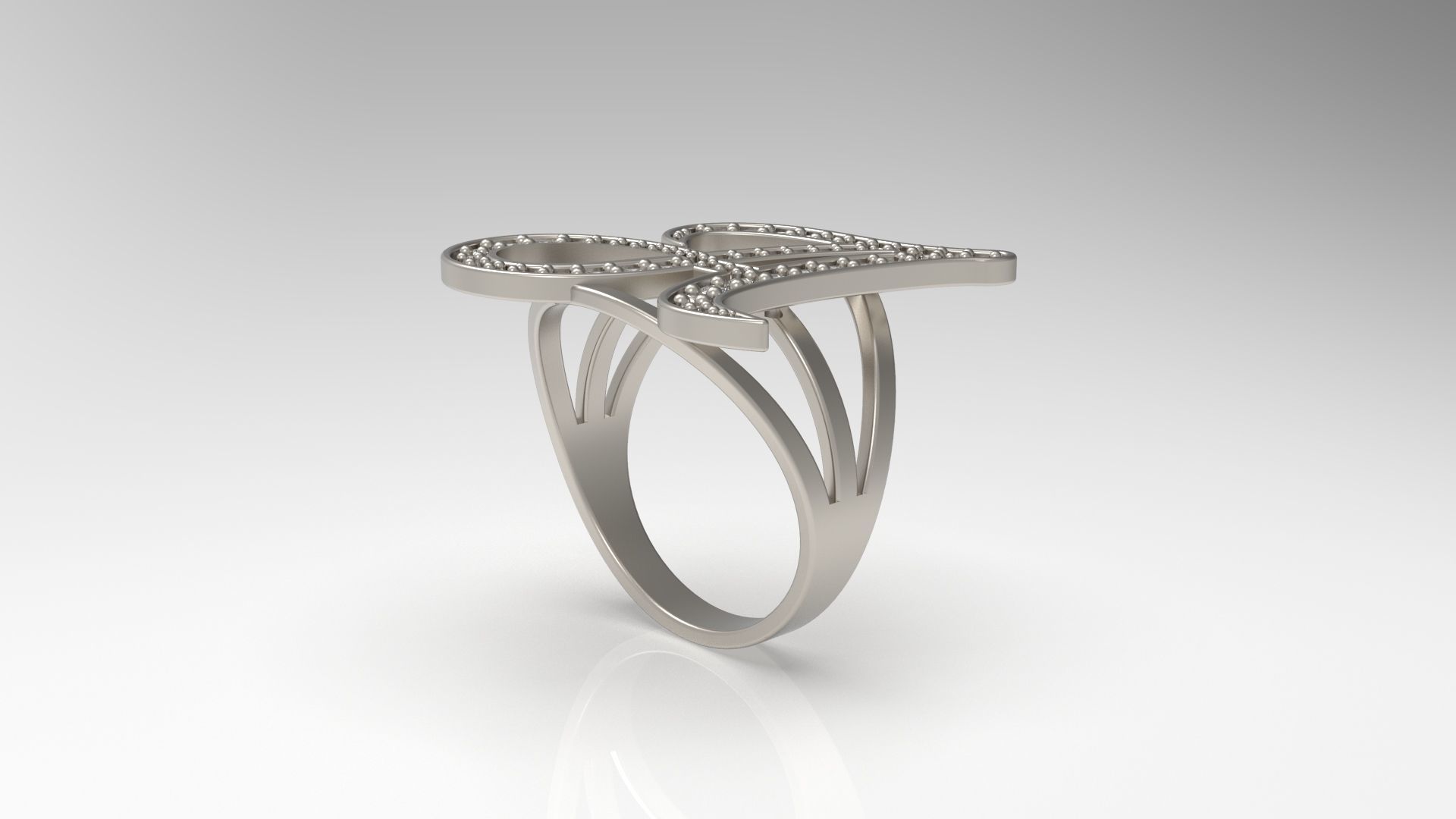 A Ring initial gold with diamonds 3D print model_6