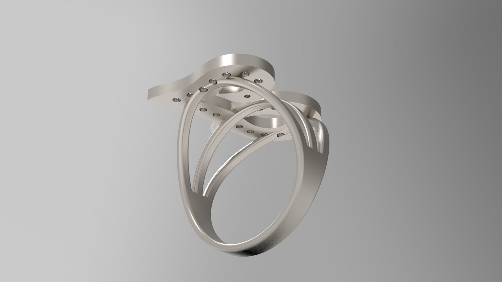 J Ring initial gold with diamonds 3D print model_6