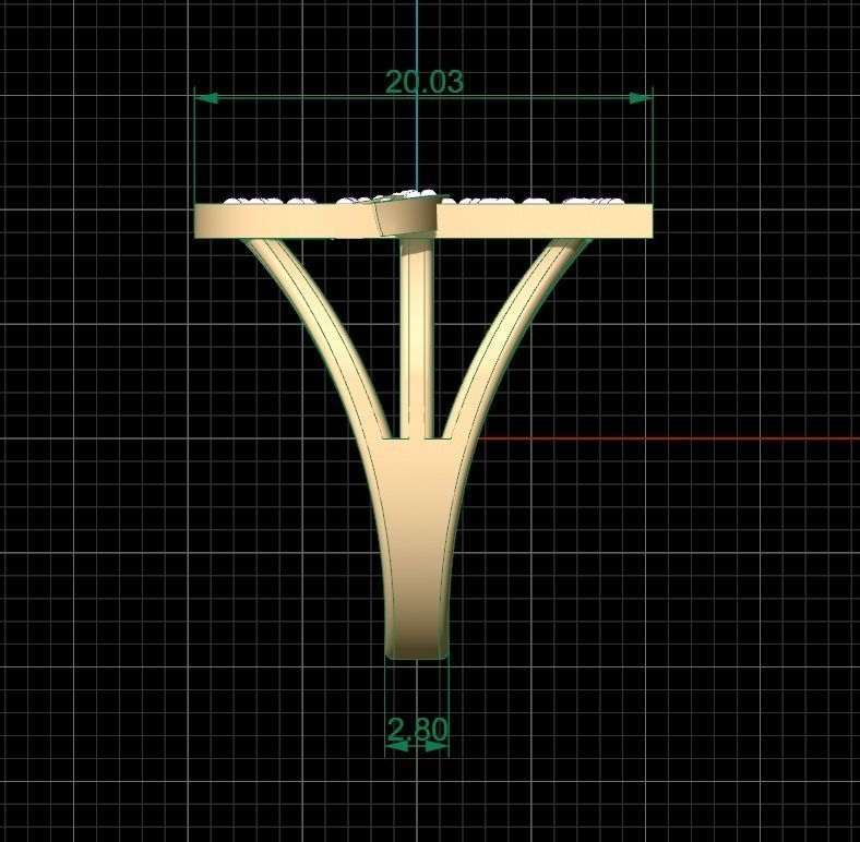 J Ring initial gold with diamonds 3D print model_8