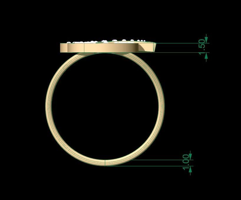 J Ring initial gold with diamonds 3D print model_7