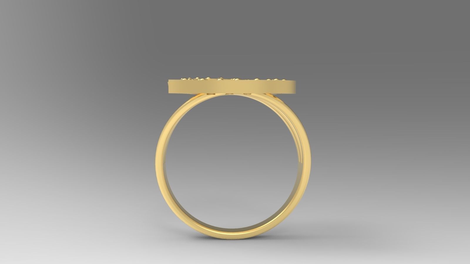 J Ring initial gold with diamonds 3D print model_4