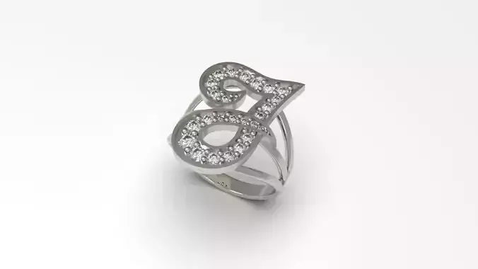 J Ring initial gold with diamonds