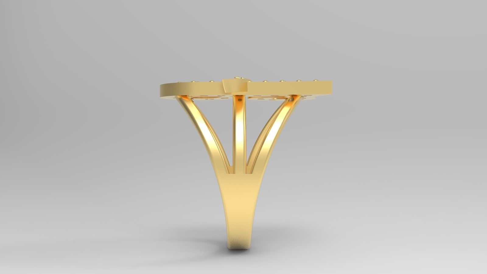J Ring initial gold with diamonds 3D print model_3