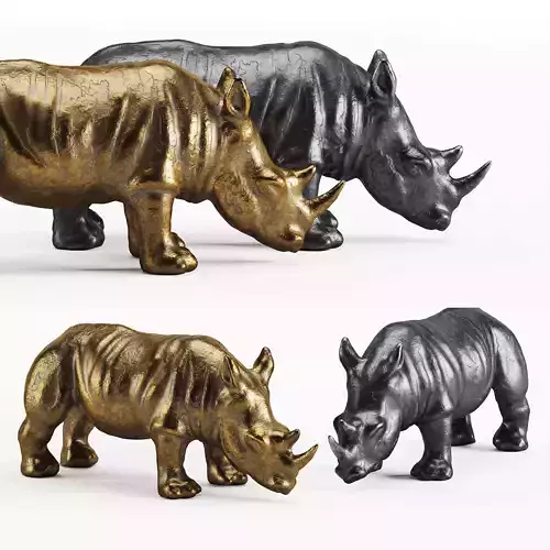 Rhinoceros two rhino figurines 3D model