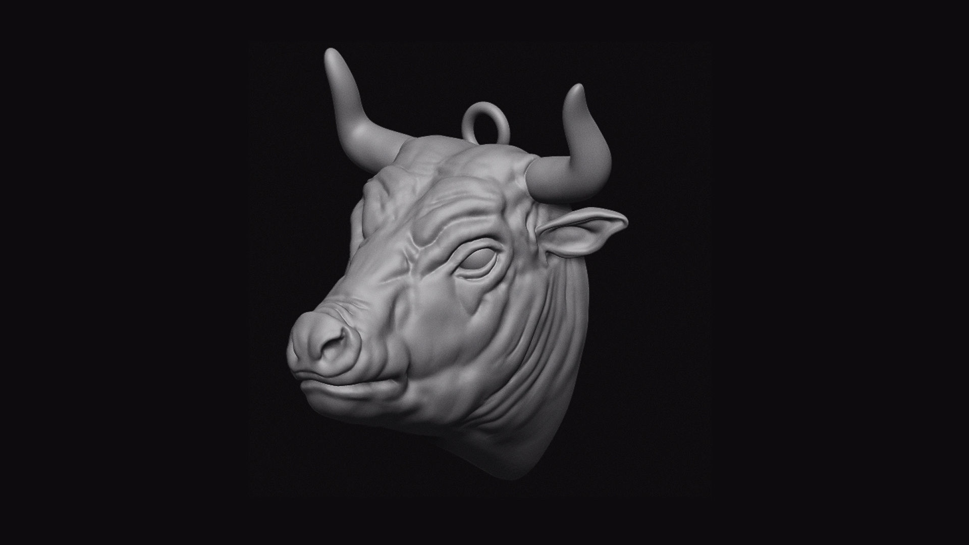 Bull Head Pendant 3D print model_7