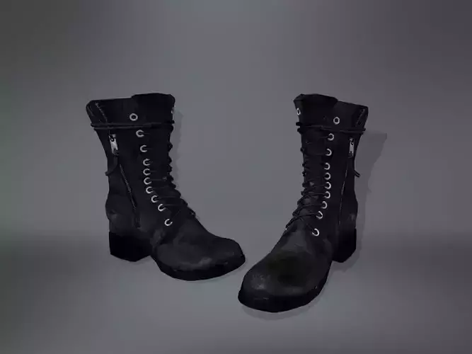 Leather Boots 3D Black 8 Low-poly 3D model