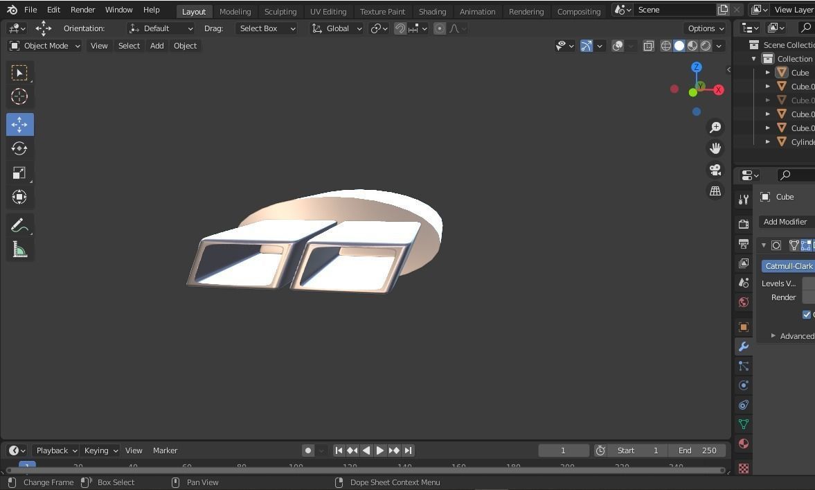 Square Exhausts for Sports or Luxury Cars Low-poly 3D model_2