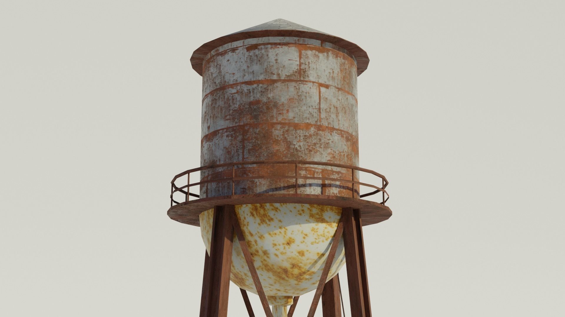 Water Tower - Low poly PBR Low-poly 3D model_1