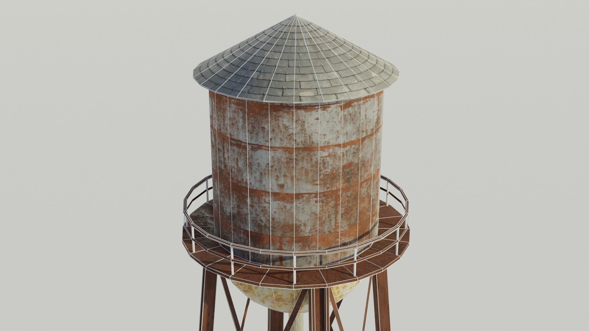 Water Tower - Low poly PBR Low-poly 3D model_4