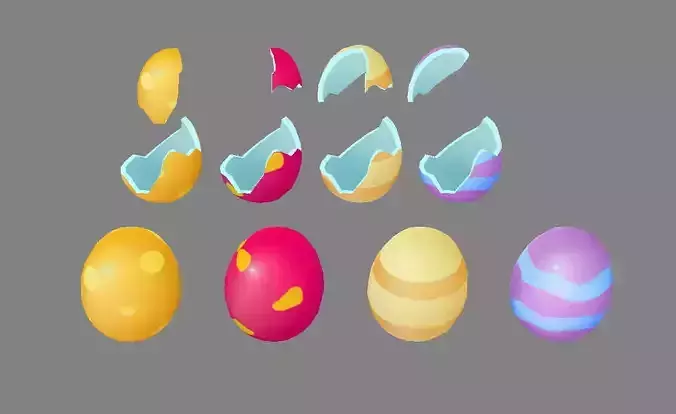 A shatterable egg - Broken eggs Low-poly 3D model
