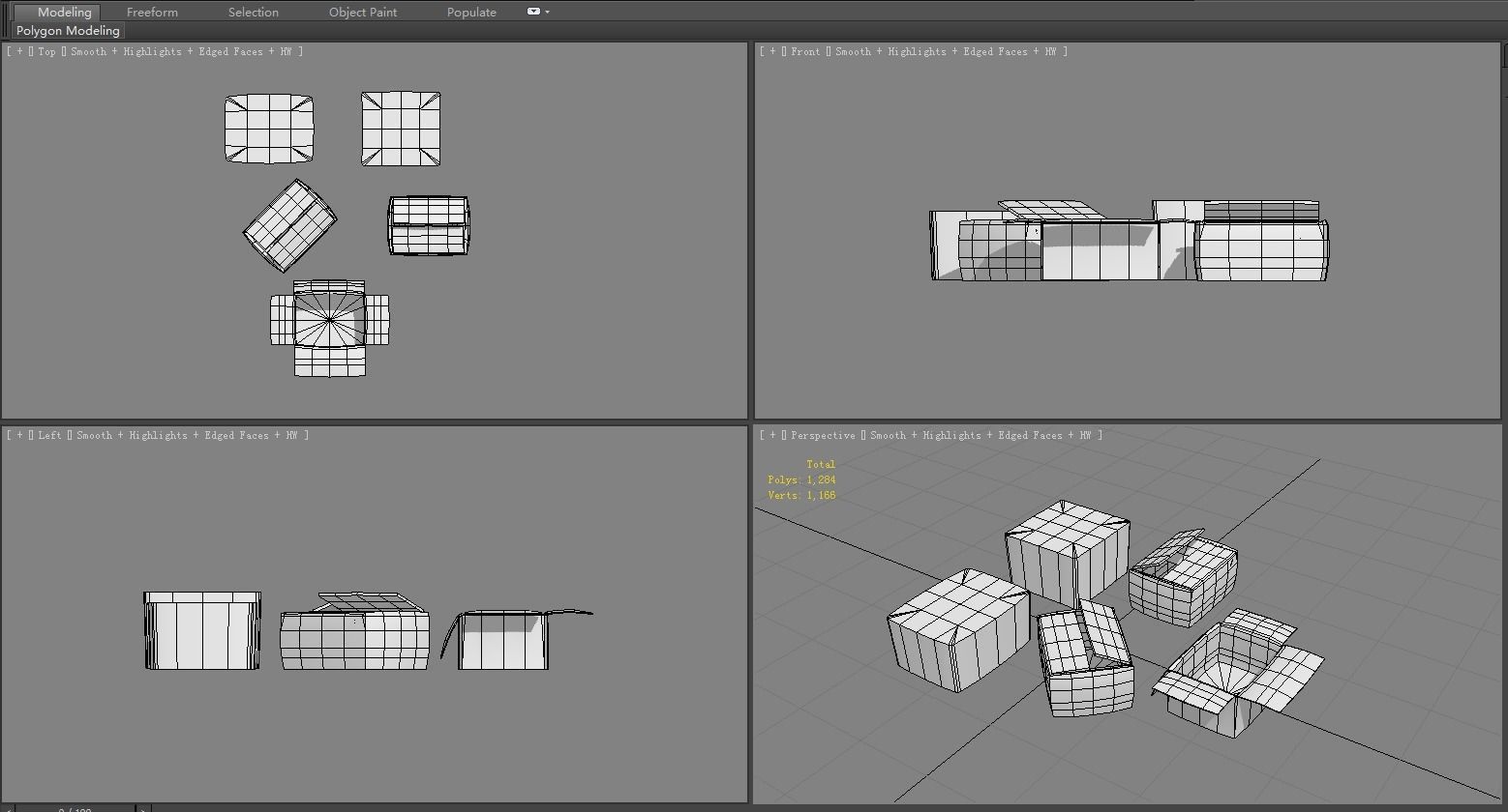 Cartoon carton parcel Low-poly 3D model_5
