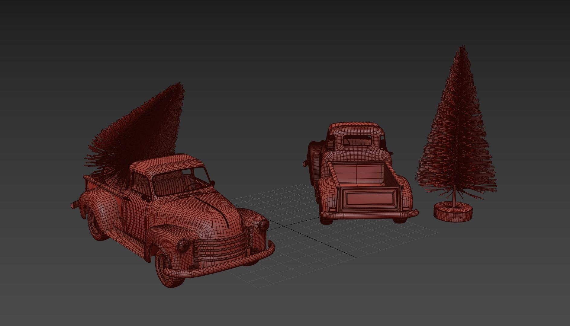 Christmas chevrolet pickup 1950 3100 Truck Red Model Toy Car  3D model_5