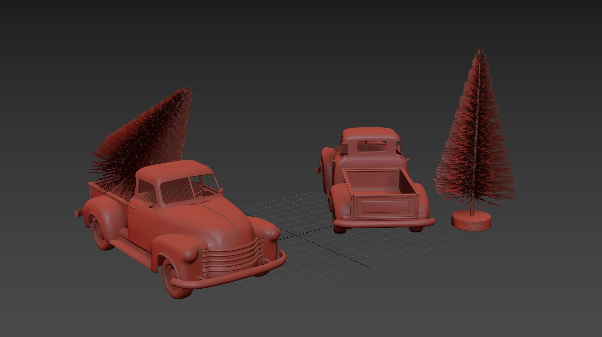 Christmas chevrolet pickup 1950 3100 Truck Red Model Toy Car  3D model_4