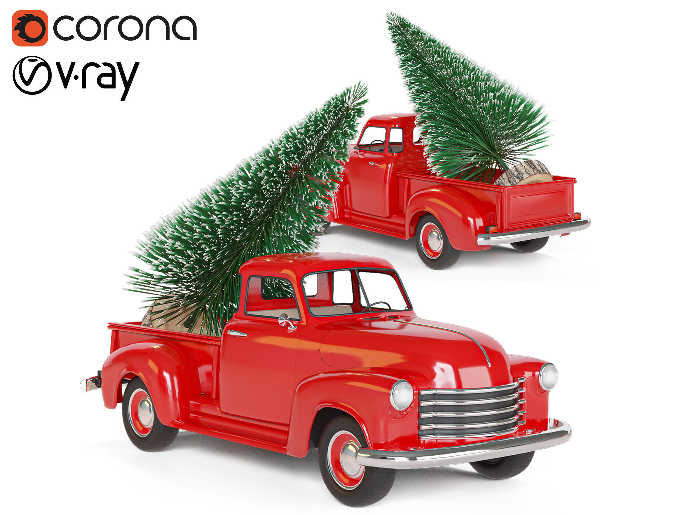Christmas chevrolet pickup 1950 3100 Truck Red Model Toy Car  3D model_0