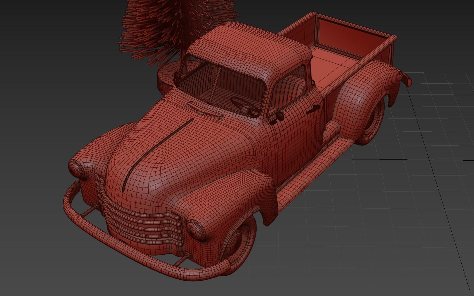 Christmas chevrolet pickup 1950 3100 Truck Red Model Toy Car  3D model_7