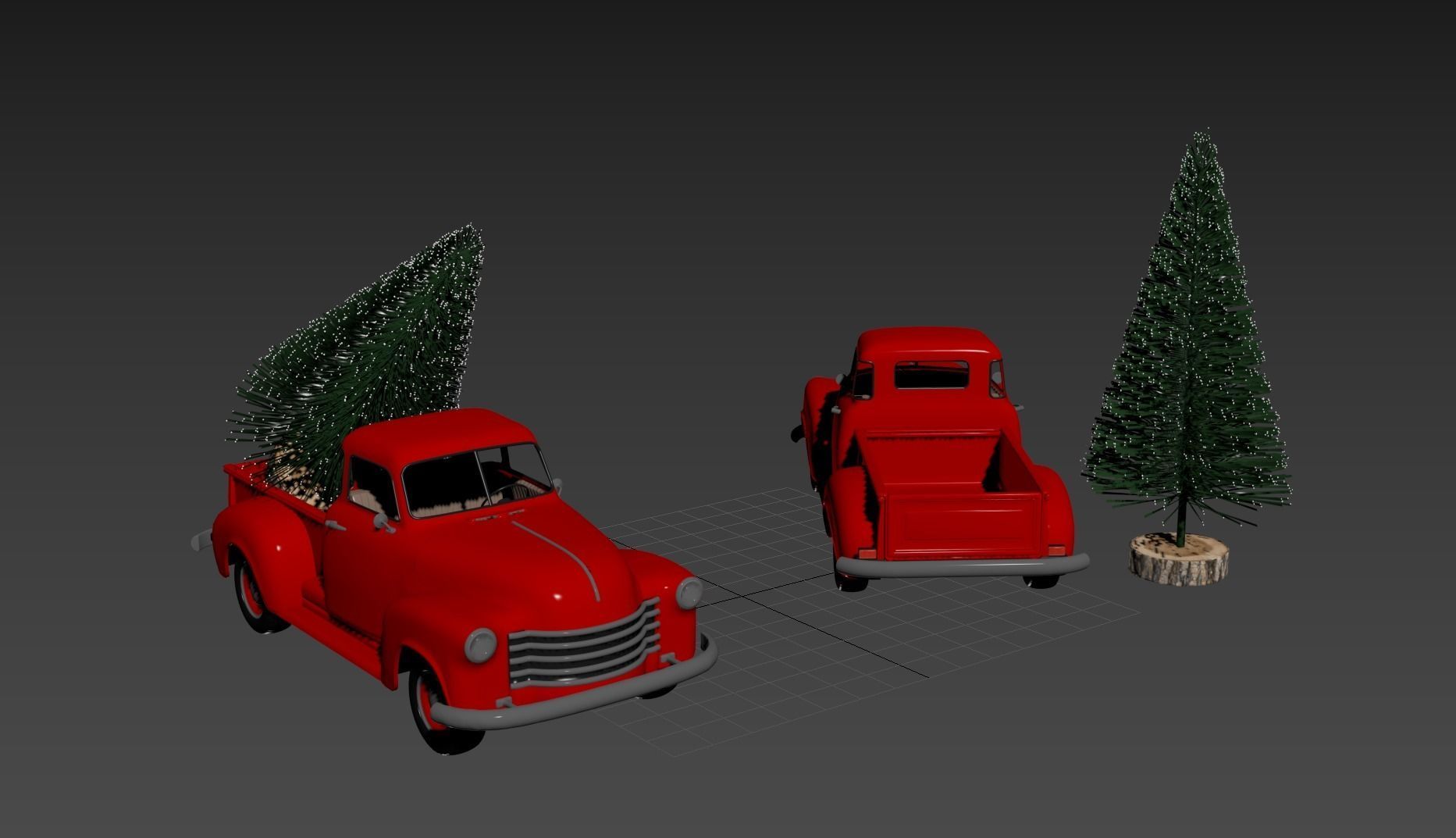 Christmas chevrolet pickup 1950 3100 Truck Red Model Toy Car  3D model_3