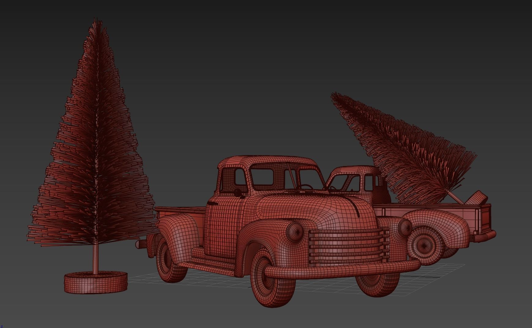 Christmas chevrolet pickup 1950 3100 Truck Red Model Toy Car  3D model_6