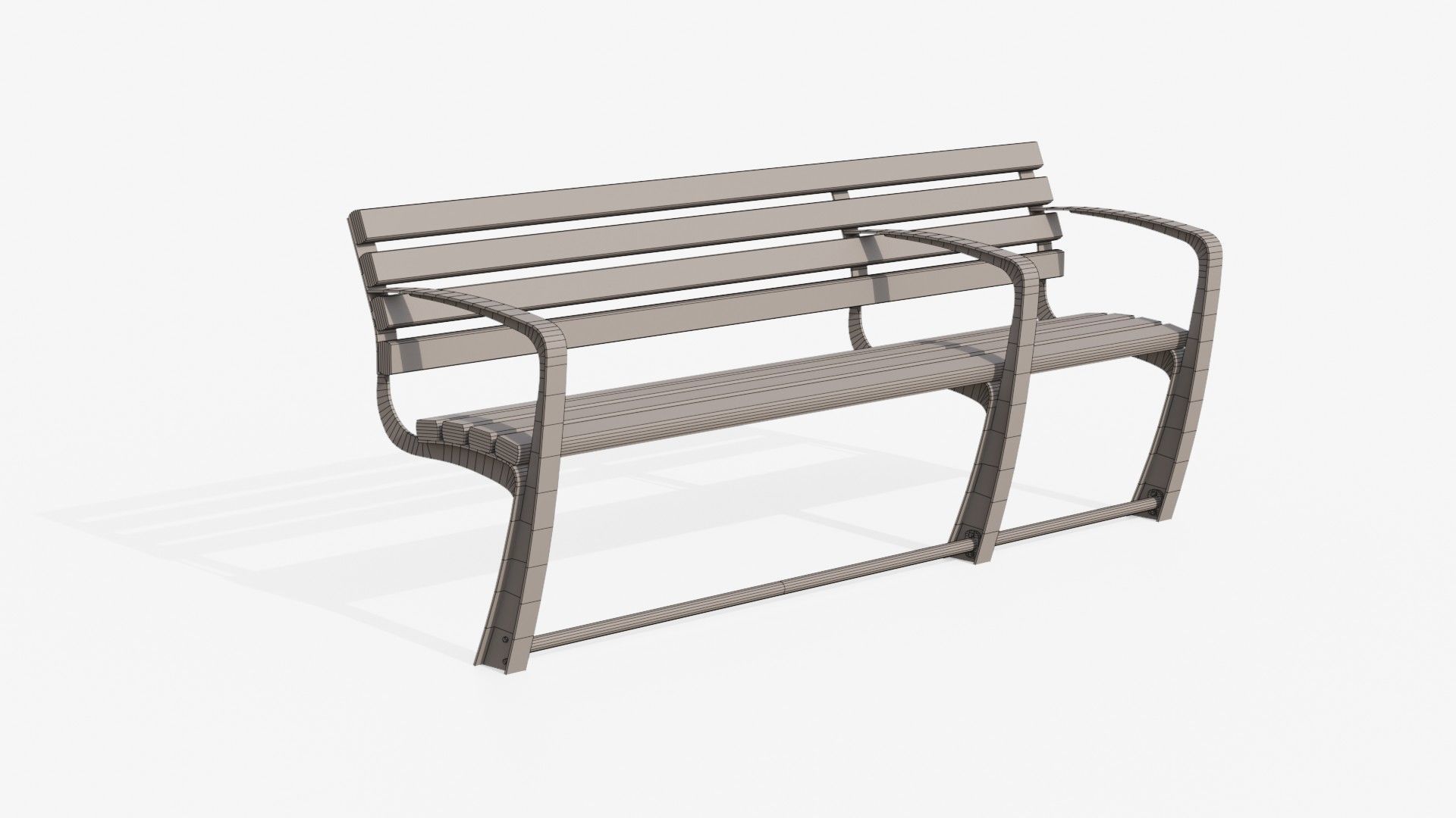 Outdoor Bench Low-poly 3D model_7