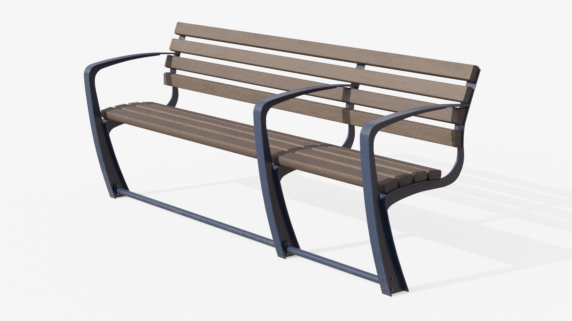Outdoor Bench Low-poly 3D model_1